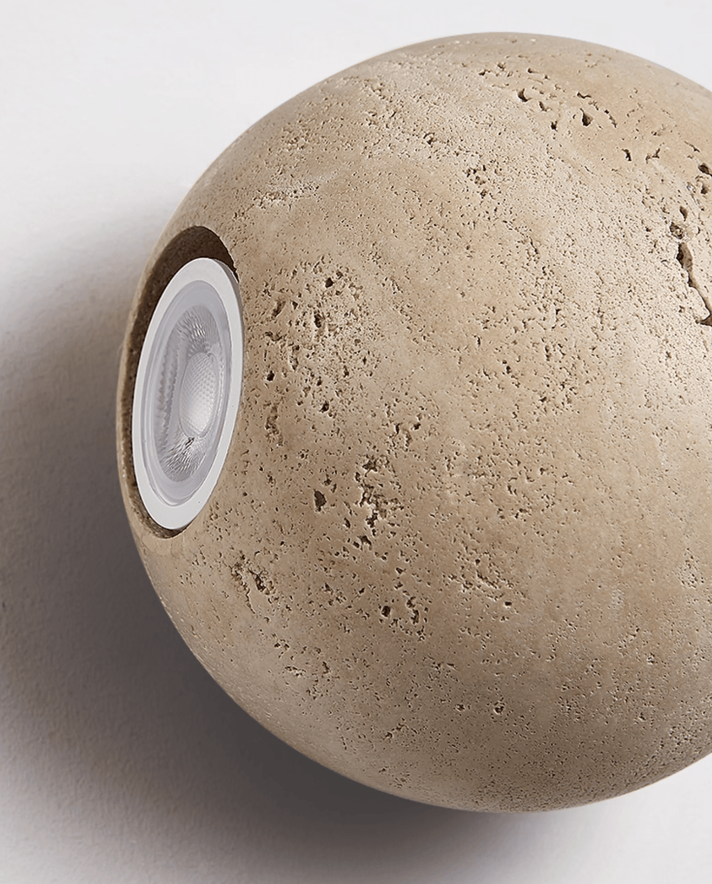 Travertine Globe Wall Light, Hardwired Wall Sconce, detail 14