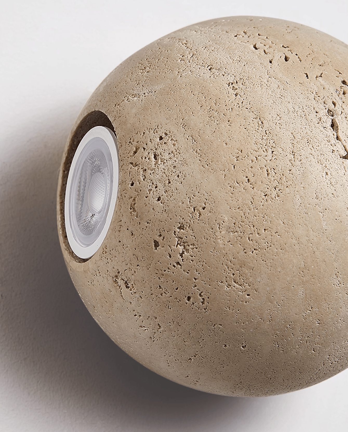 Travertine Globe Wall Light, Hardwired Wall Sconce, detail 14