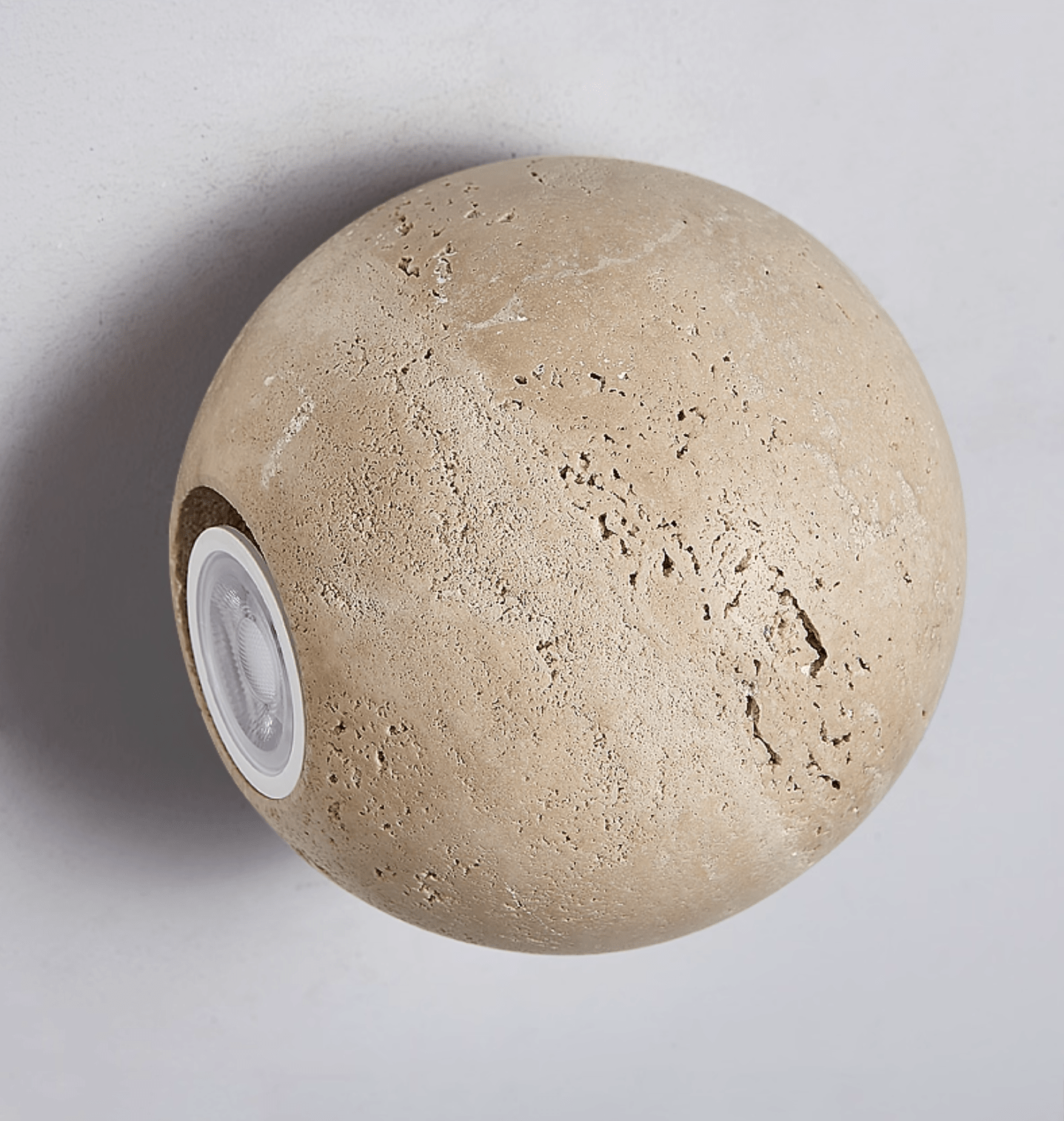 Travertine Globe Wall Light, Hardwired Wall Sconce, detail 15