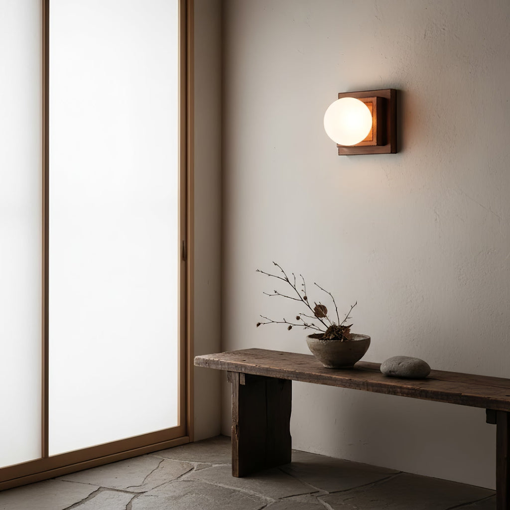Wood Layered Globe Wall Light, Hardwired Wall Sconce, detail 4