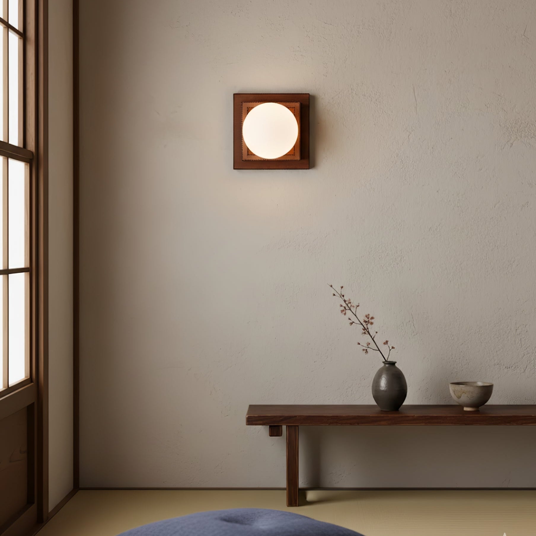 Wood Layered Globe Wall Light, Hardwired Wall Sconce, detail 3