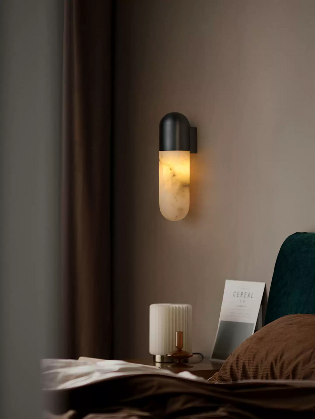 Capsule Alabaster Wall Light, Hardwired Wall Sconce, detail 3