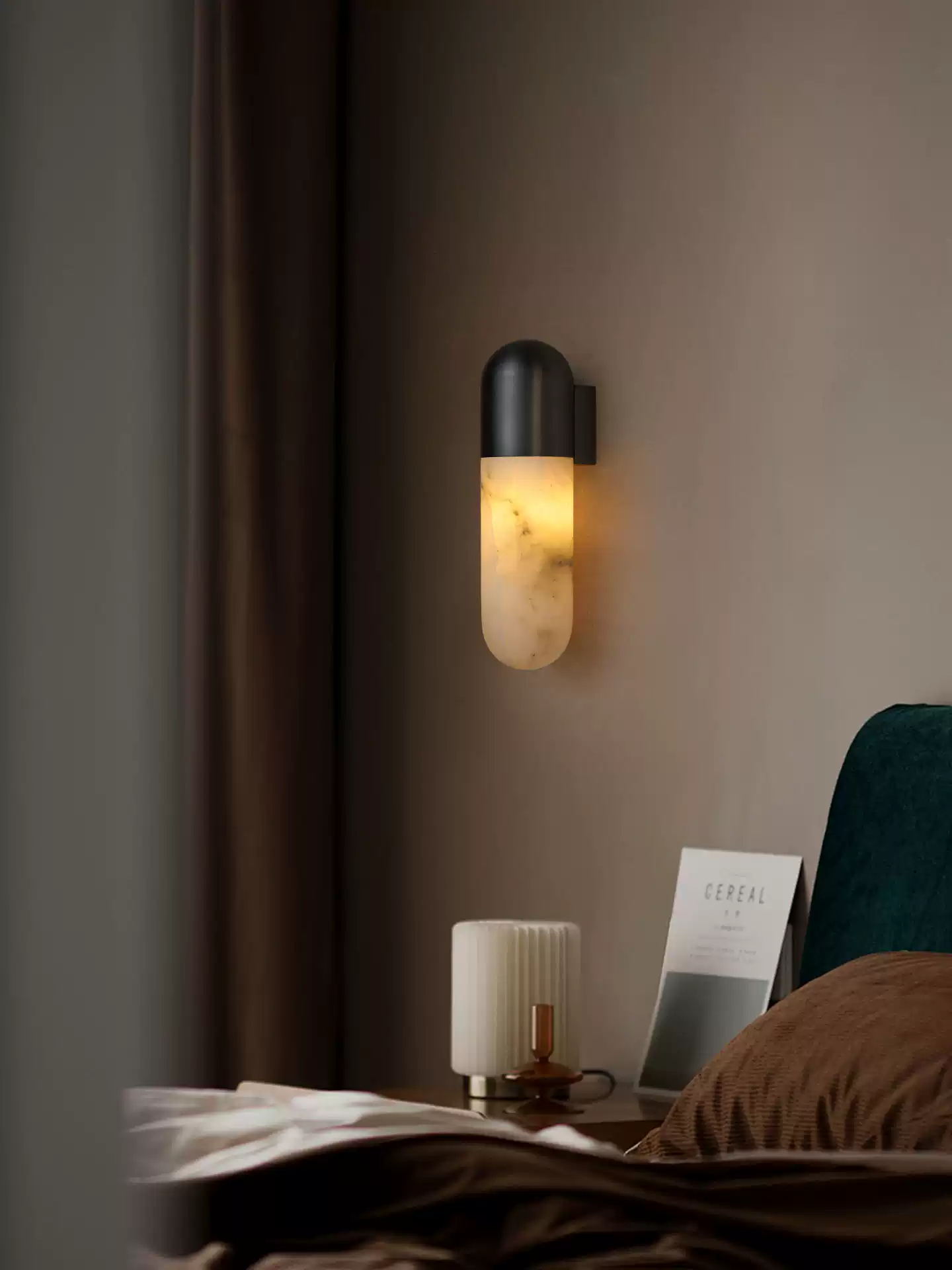 Capsule Alabaster Wall Light, Hardwired Wall Sconce, detail 3