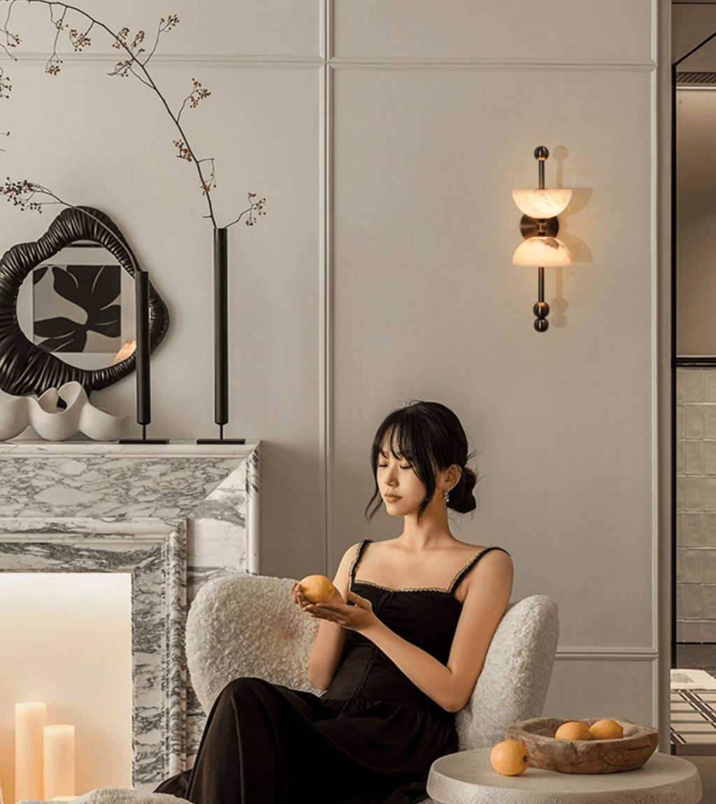 Duo Alabaster Wall Light, Hardwired Wall Sconce, detail 4