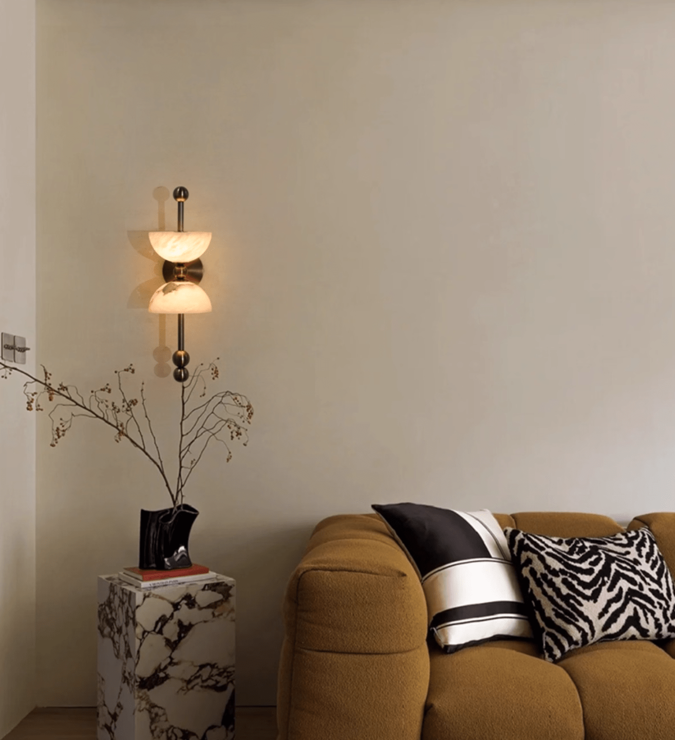 Duo Alabaster Wall Light, Hardwired Wall Sconce, detail 5