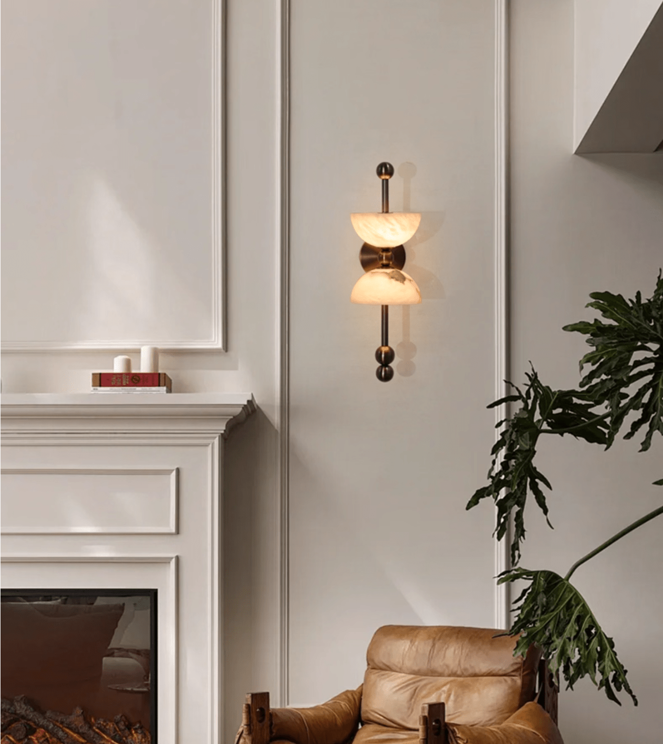 Duo Alabaster Wall Light, Hardwired Wall Sconce, detail 2