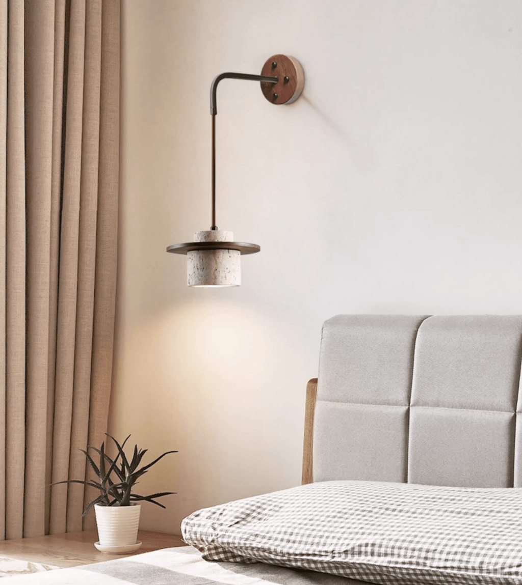 Cylindrical Stone Wall Light, Hardwired Wall Sconce, detail 3