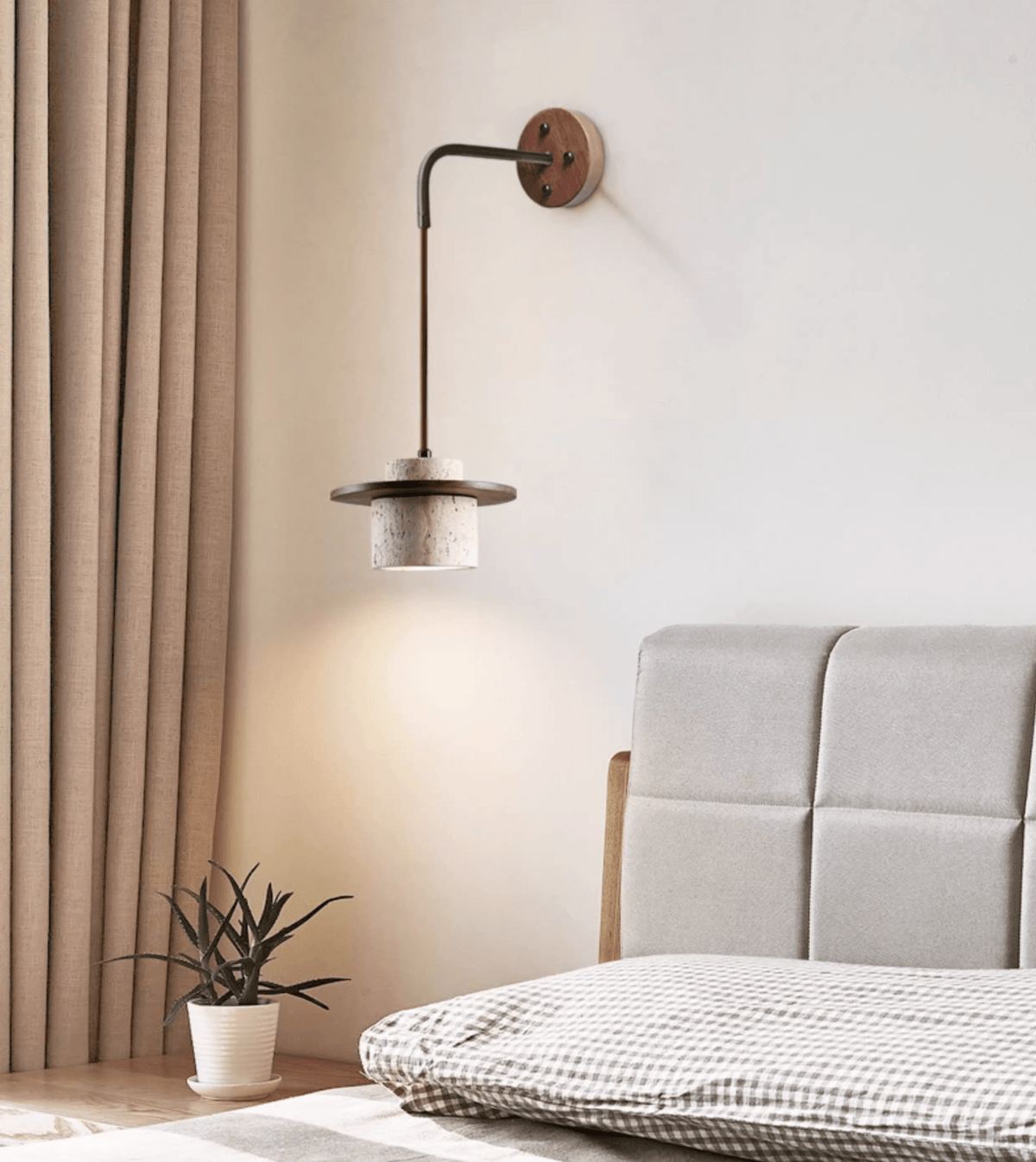 Cylindrical Stone Wall Light, Hardwired Wall Sconce, detail 3