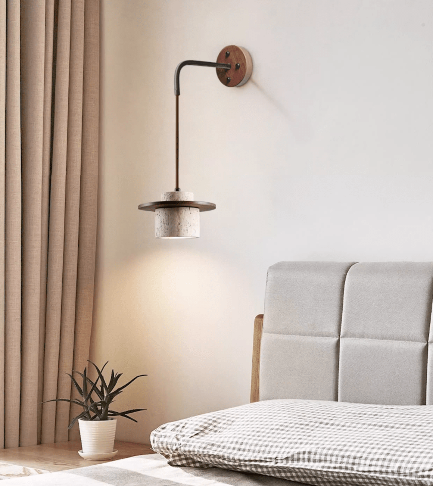 Cylindrical Stone Wall Light, Hardwired Wall Sconce, detail 3