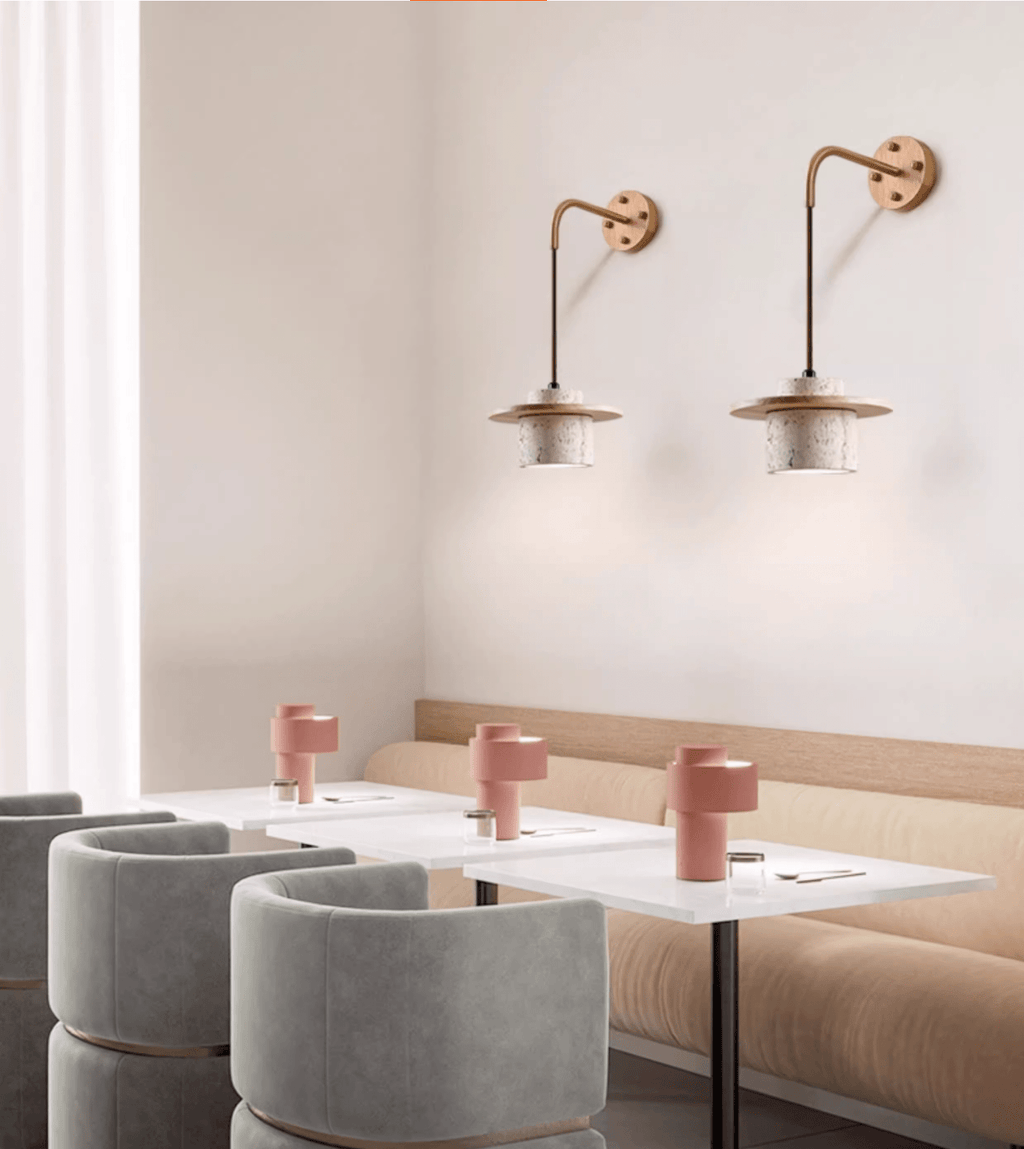 Cylindrical Stone Wall Light, Hardwired Wall Sconce, detail 12