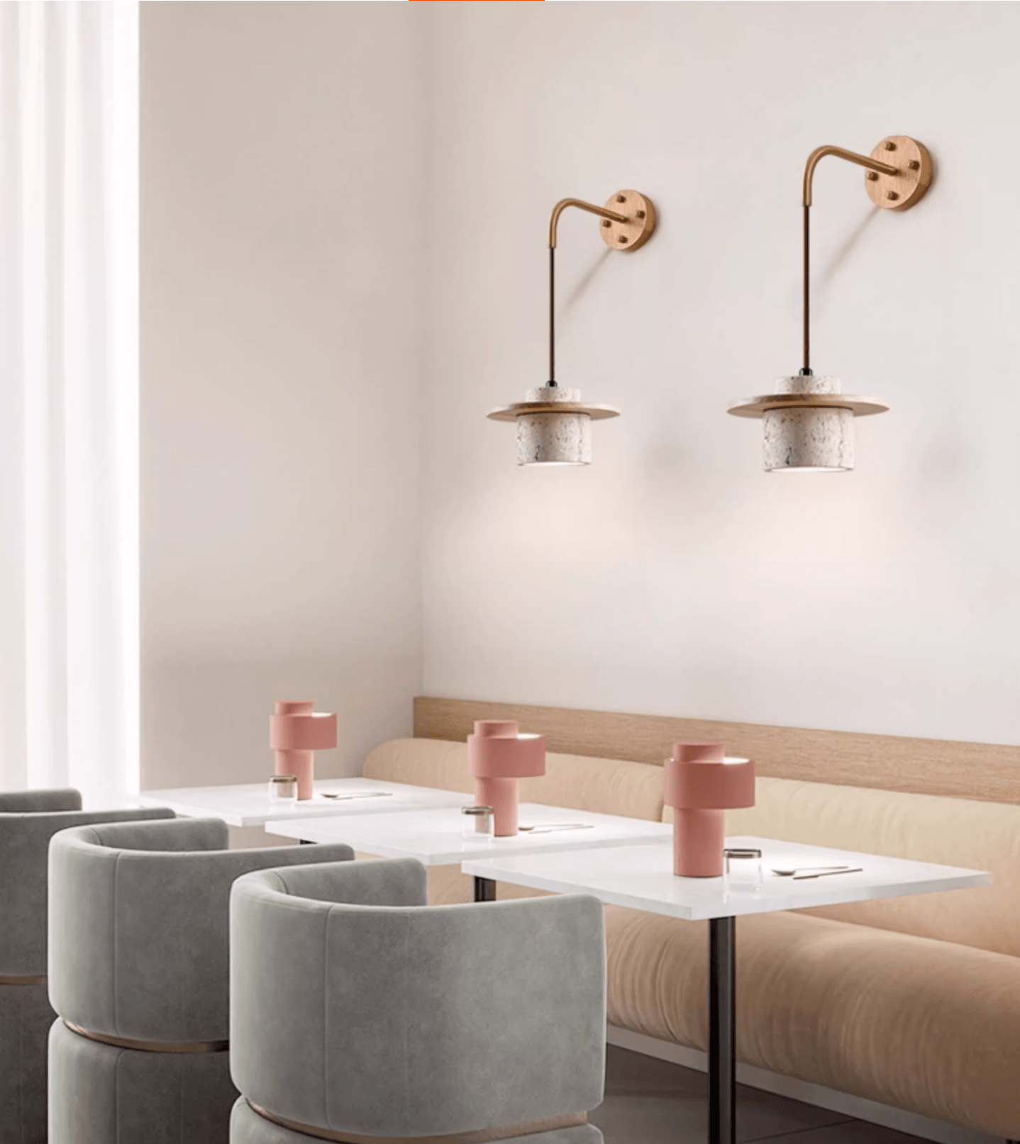 Cylindrical Stone Wall Light, Hardwired Wall Sconce, detail 12
