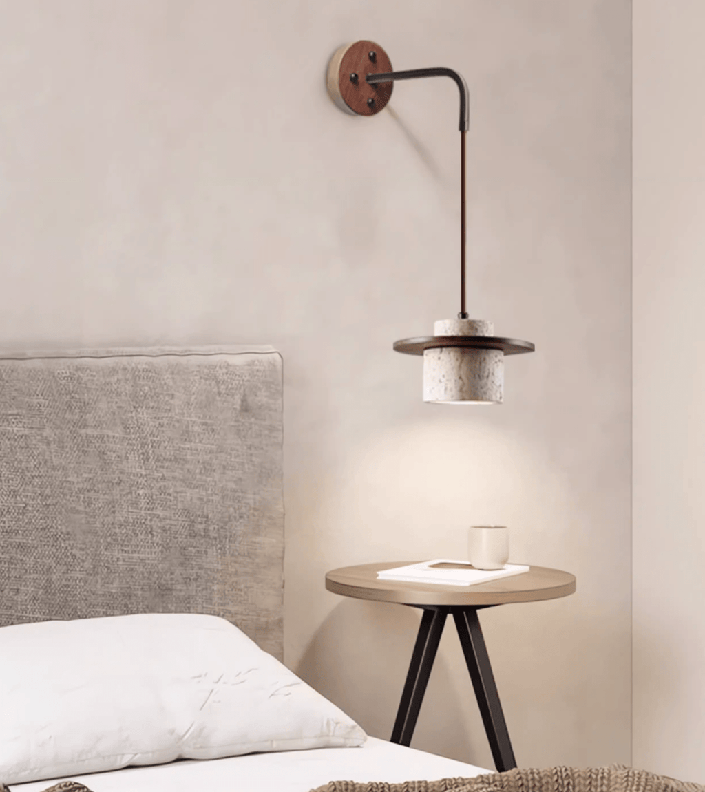 Cylindrical Stone Wall Light, Hardwired Wall Sconce, detail 10