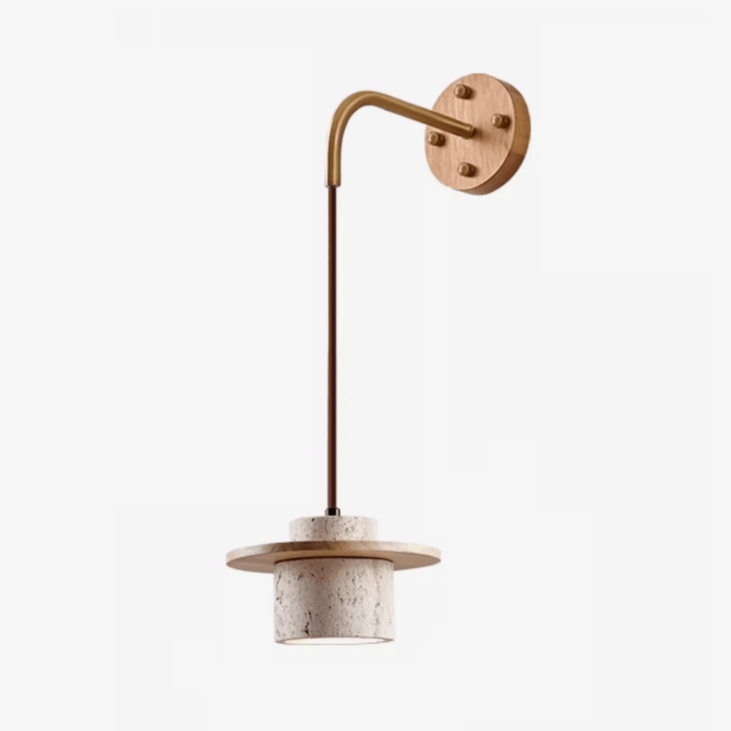 Cylindrical Stone Wall Light, Hardwired Wall Sconce, detail 13