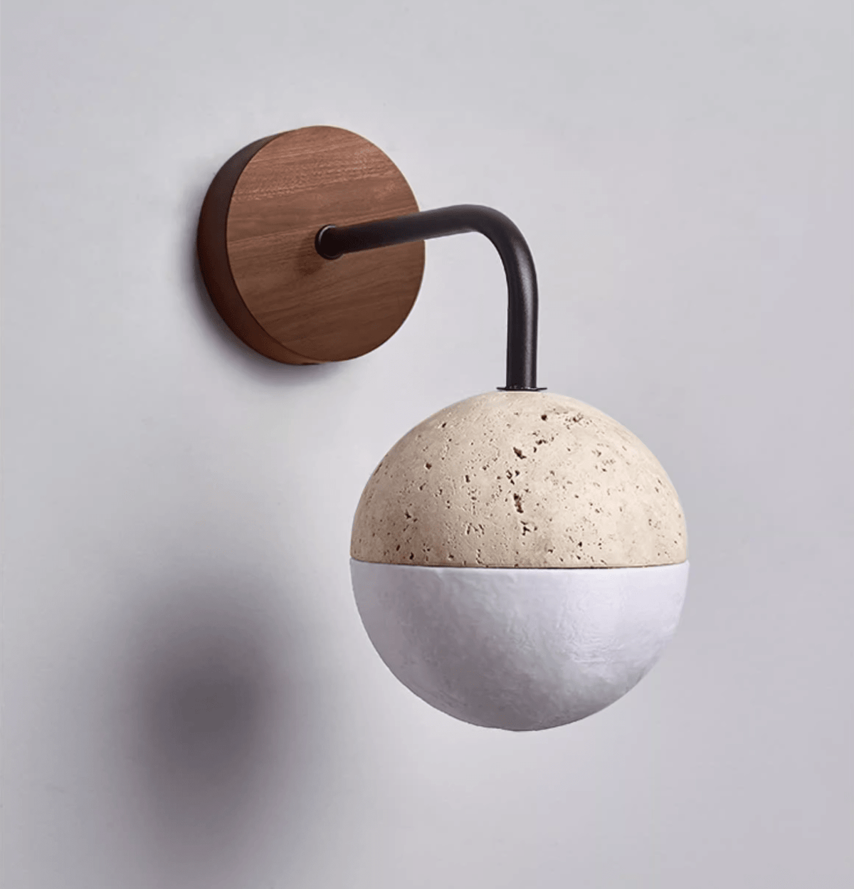 Lunar Stone Orb Wall Light, Hardwired Wall Sconce, detail 7