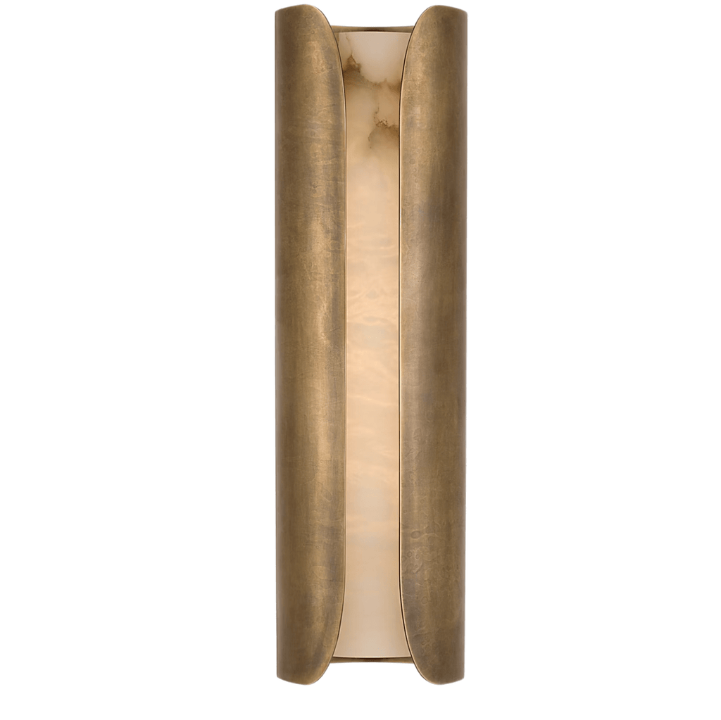 Cradled Alabaster Wall Light, Hardwired Wall Sconce, Metal, Dia 18cm x H 74cm