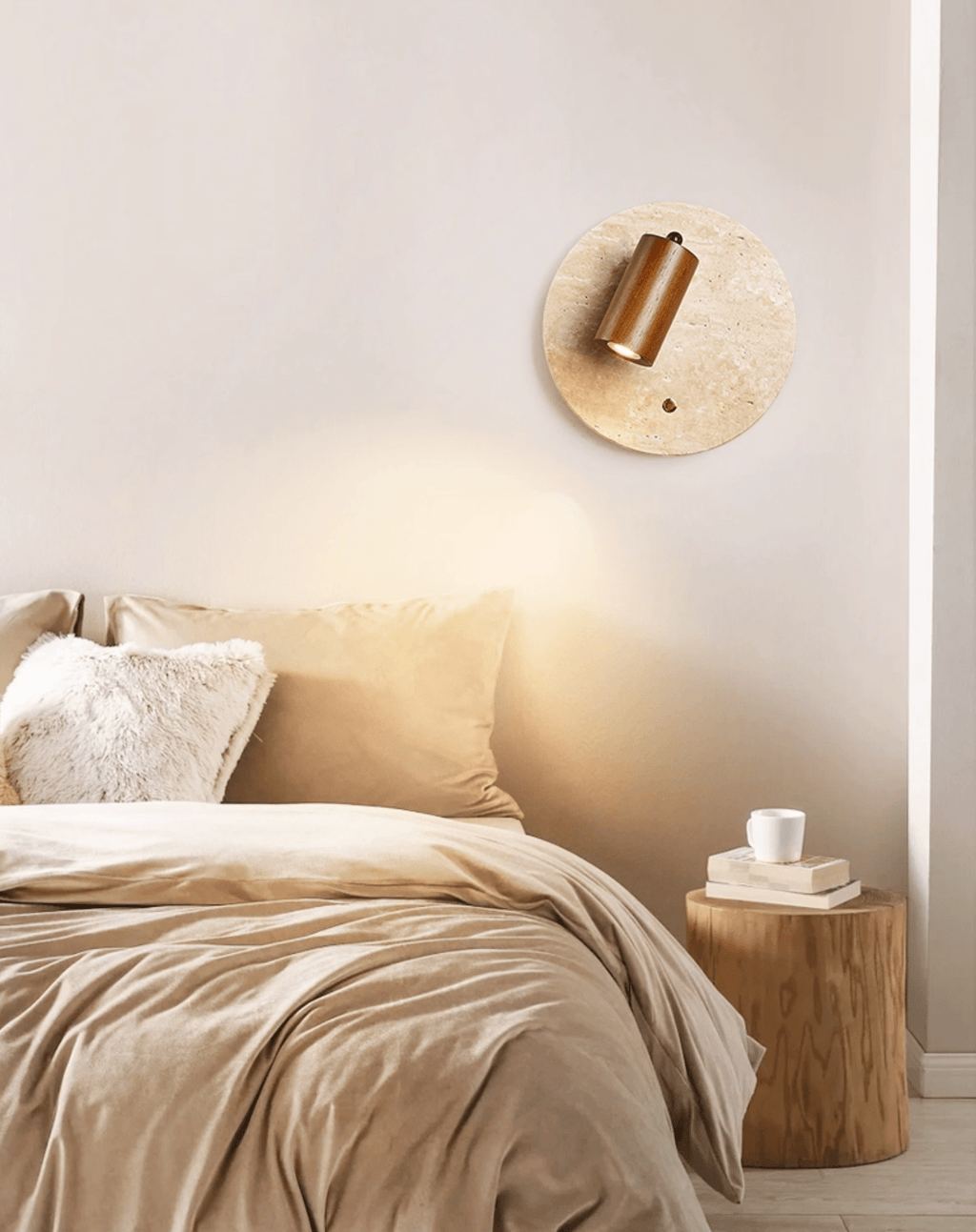 Travertine Spot Wall Light, Hardwired Wall Sconce, detail 3