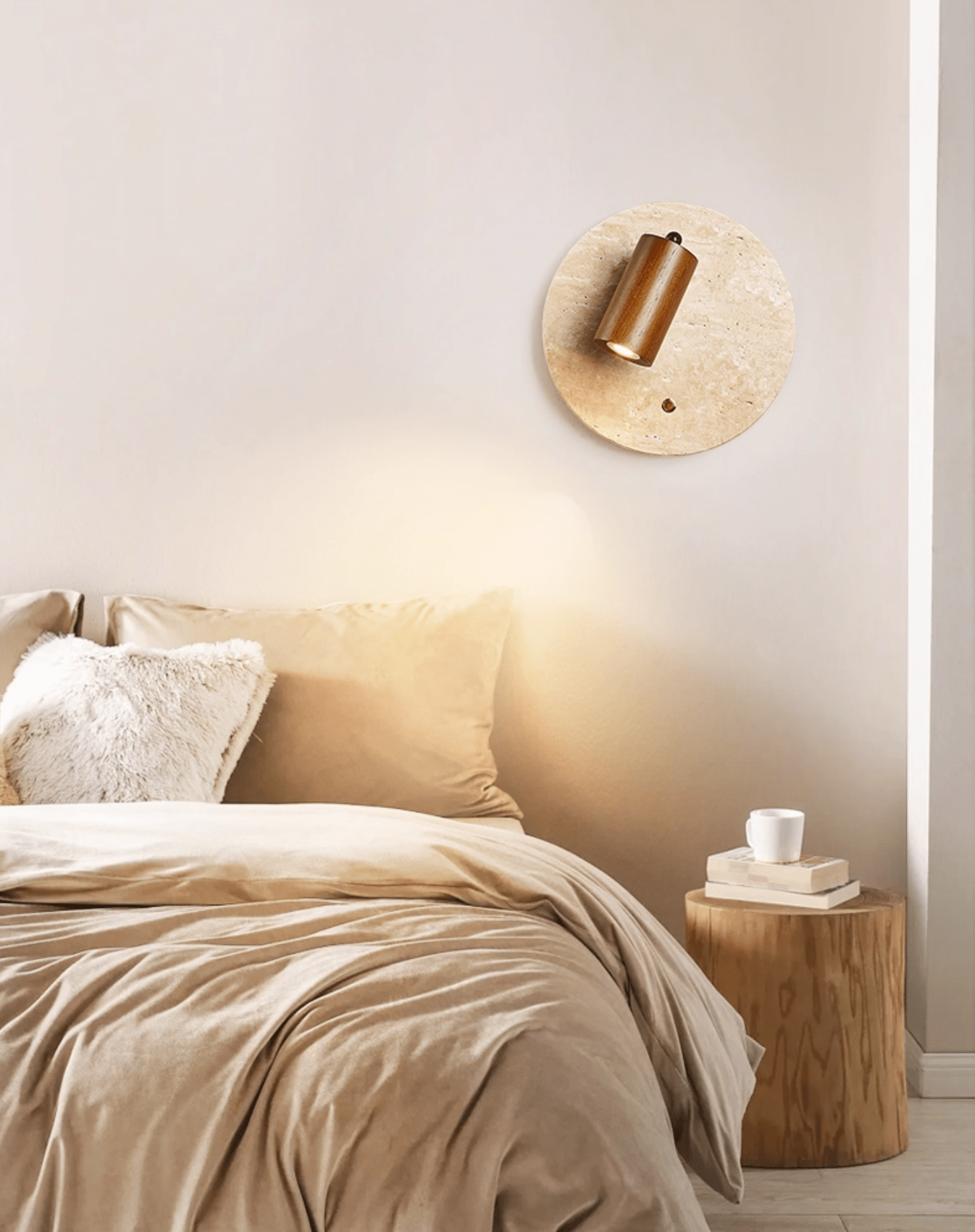 Travertine Spot Wall Light, Hardwired Wall Sconce, detail 3