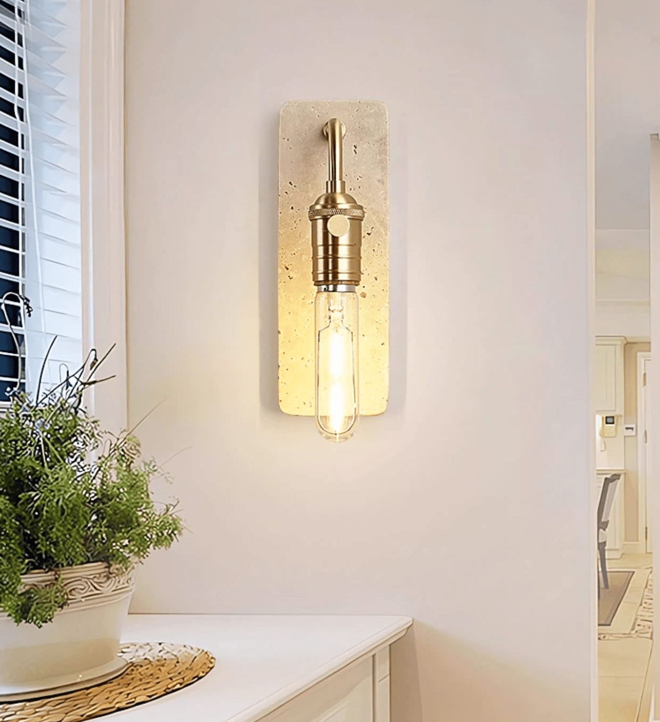 Industrial Stone Wall Light, Hardwired Wall Sconce, detail 3