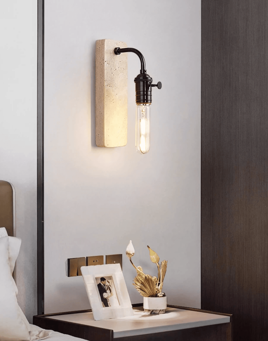 Industrial Stone Wall Light, Hardwired Wall Sconce, detail 4