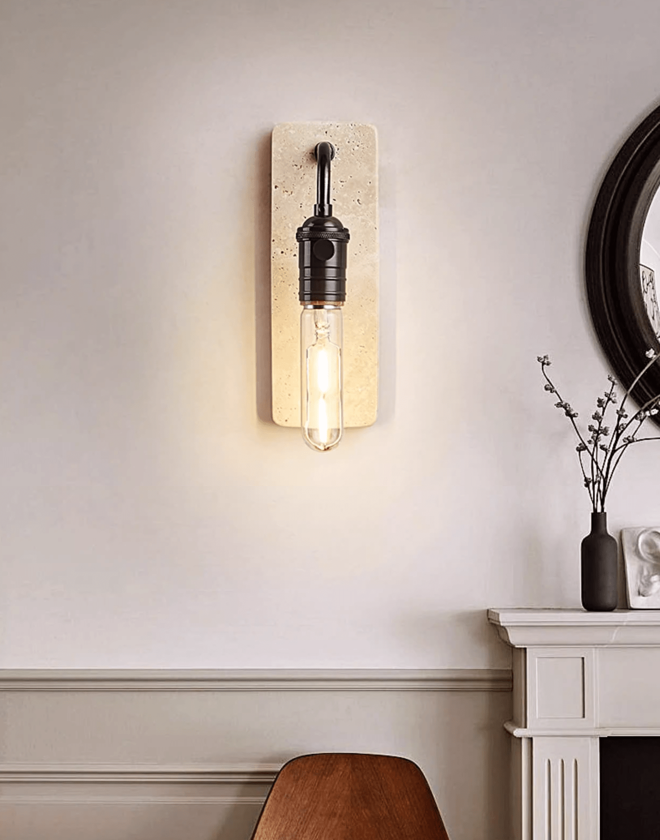 Industrial Stone Wall Light, Hardwired Wall Sconce, detail 5