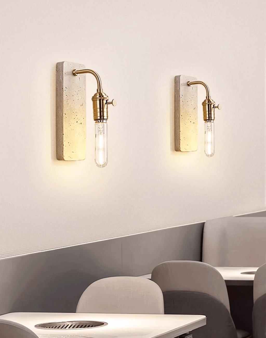 Industrial Stone Wall Light, Hardwired Wall Sconce, detail 6