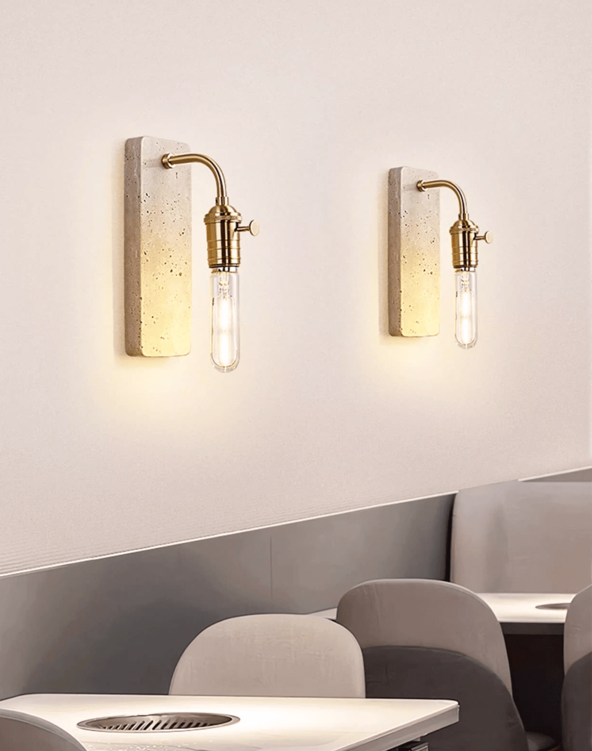 Industrial Stone Wall Light, Hardwired Wall Sconce, detail 6