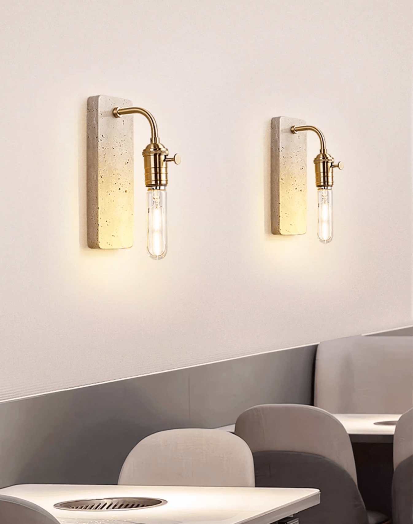 Industrial Stone Wall Light, Hardwired Wall Sconce, detail 6