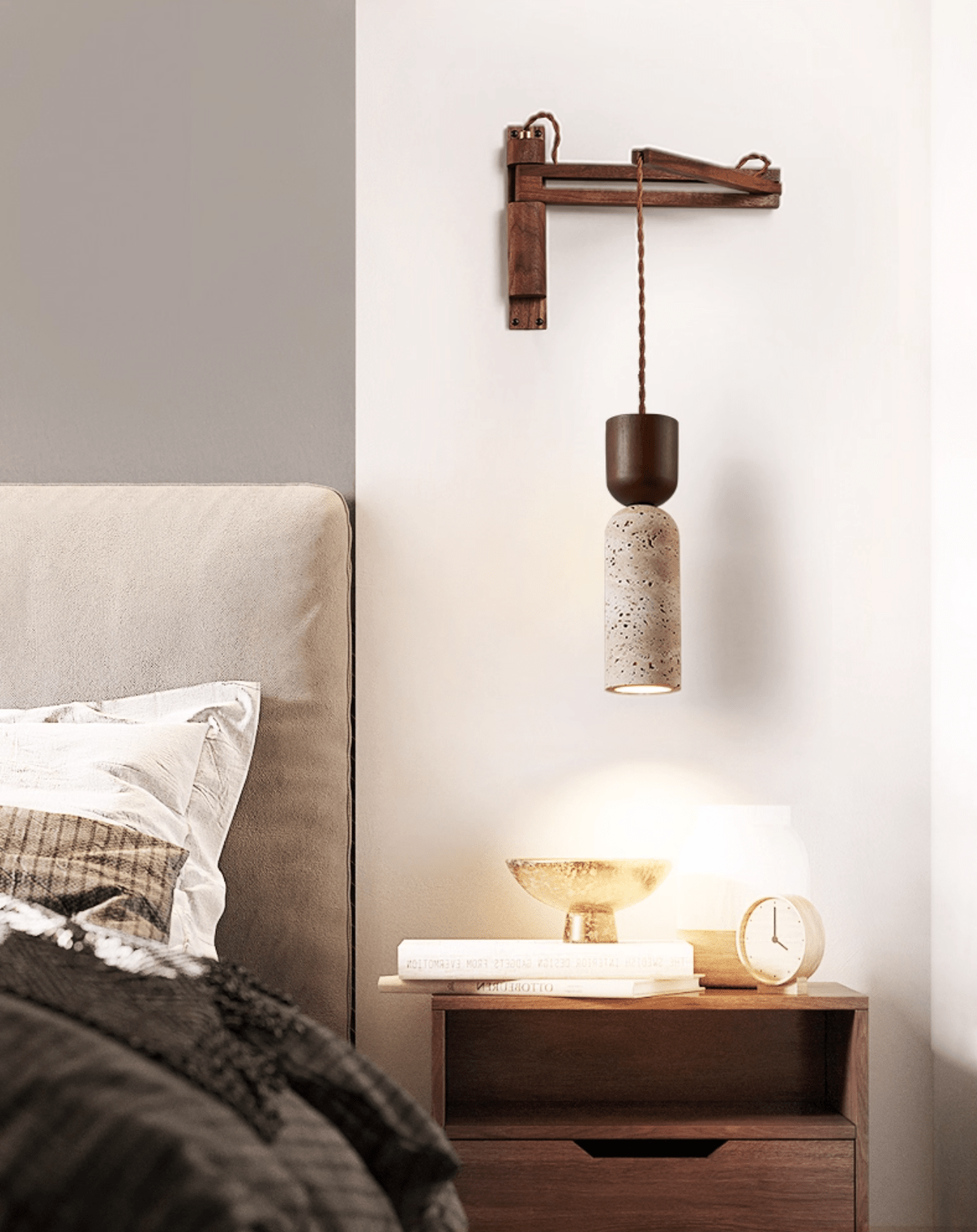 Travertine Fusion Wall Light, Hardwired Wall Sconce, detail 14