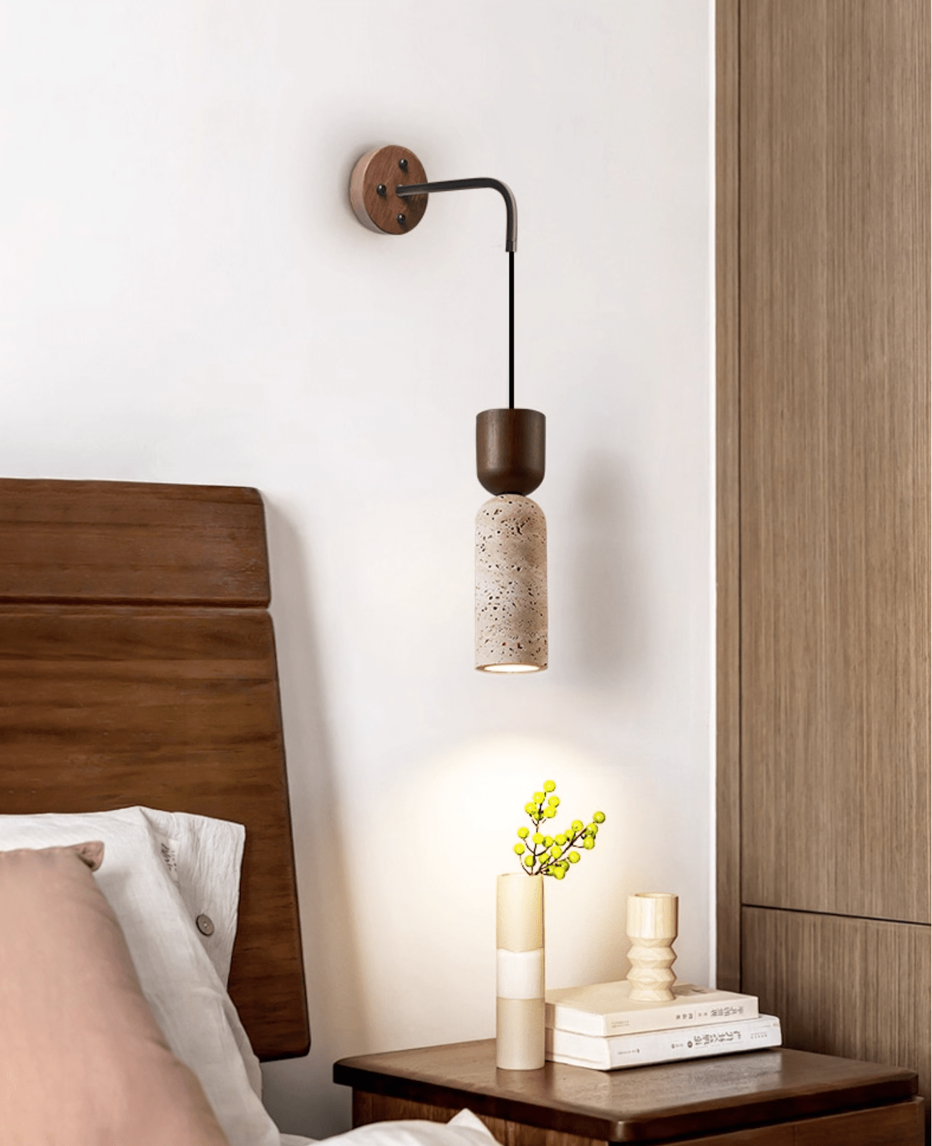 Travertine Fusion Wall Light, Hardwired Wall Sconce, detail 16