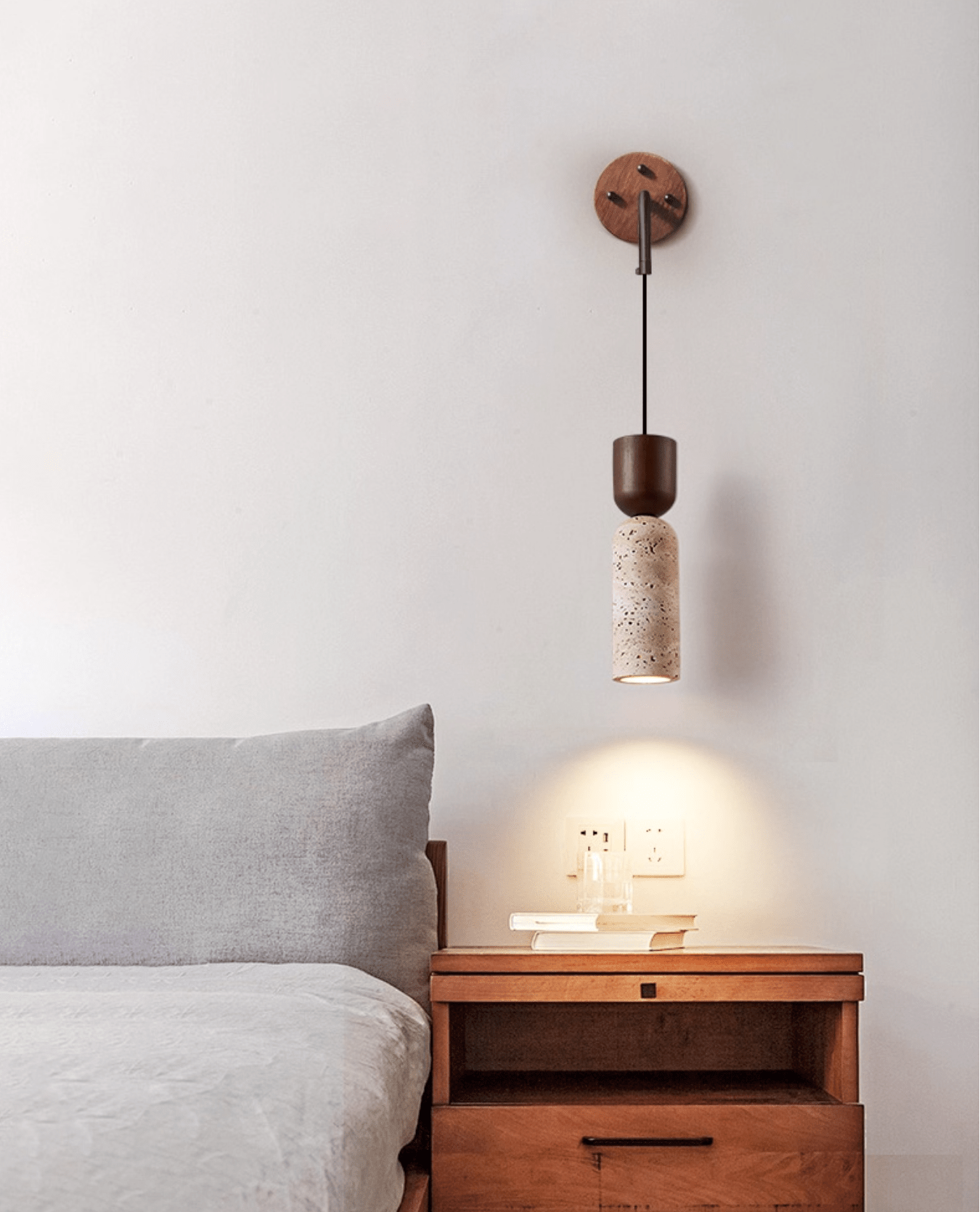 Travertine Fusion Wall Light, Hardwired Wall Sconce, detail 17