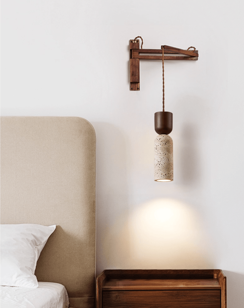 Travertine Fusion Wall Light, Hardwired Wall Sconce, detail 18