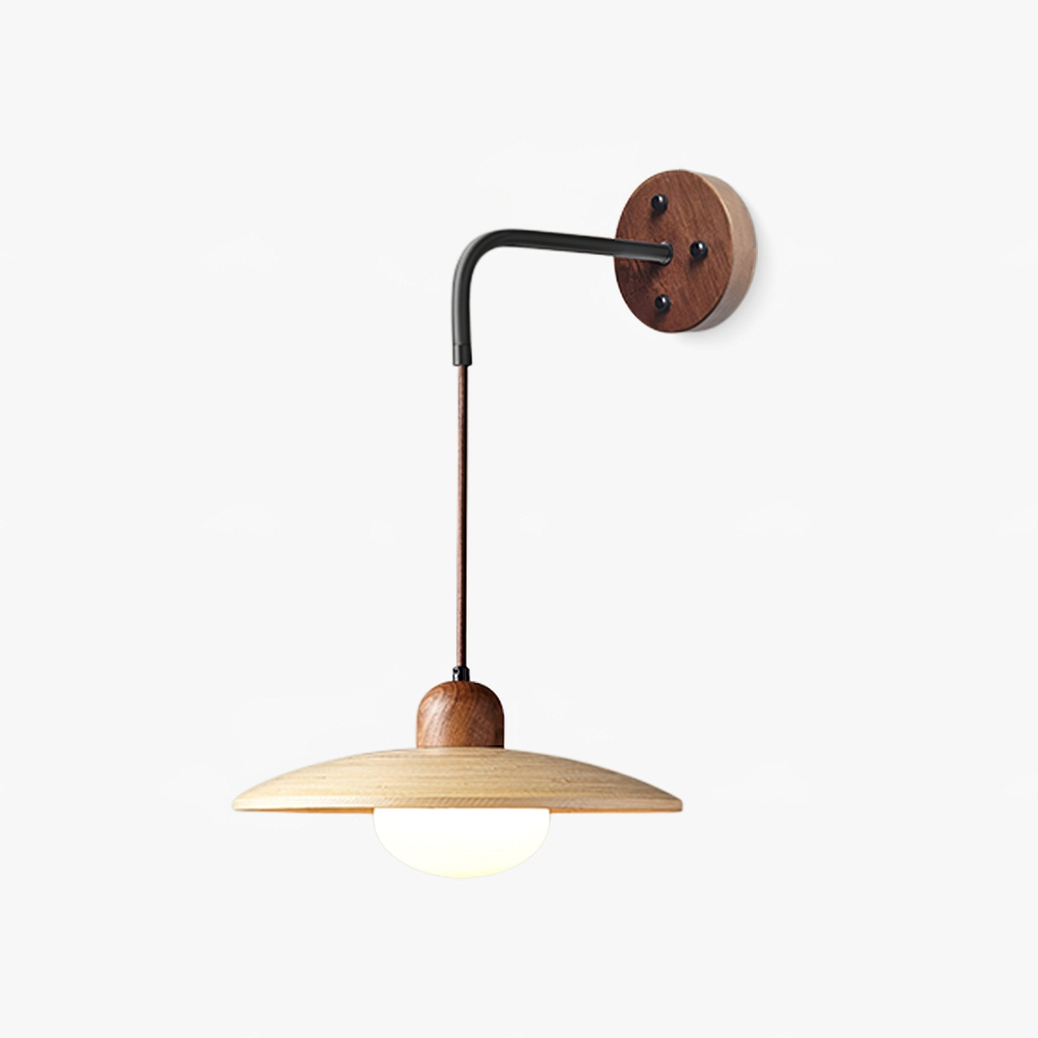 Wooden Saucer Wall Light, Hardwired Wall Sconce, Metal, Dia 30cm x H 17cm