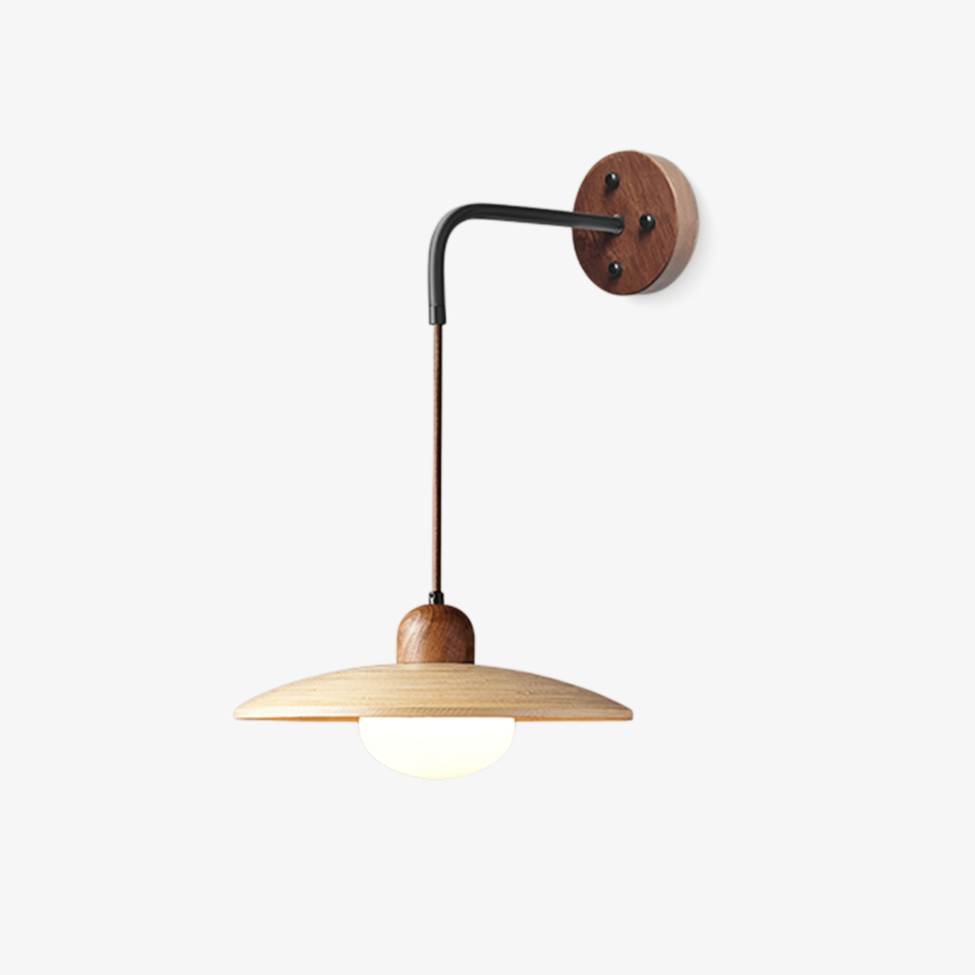 Wooden Saucer Wall Light, Hardwired Wall Sconce, detail 7
