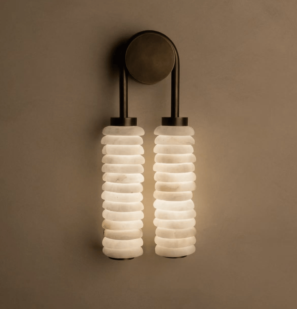 Calla Ribbed Alabaster Wall Light, Hardwired Wall Sconce, detail 20