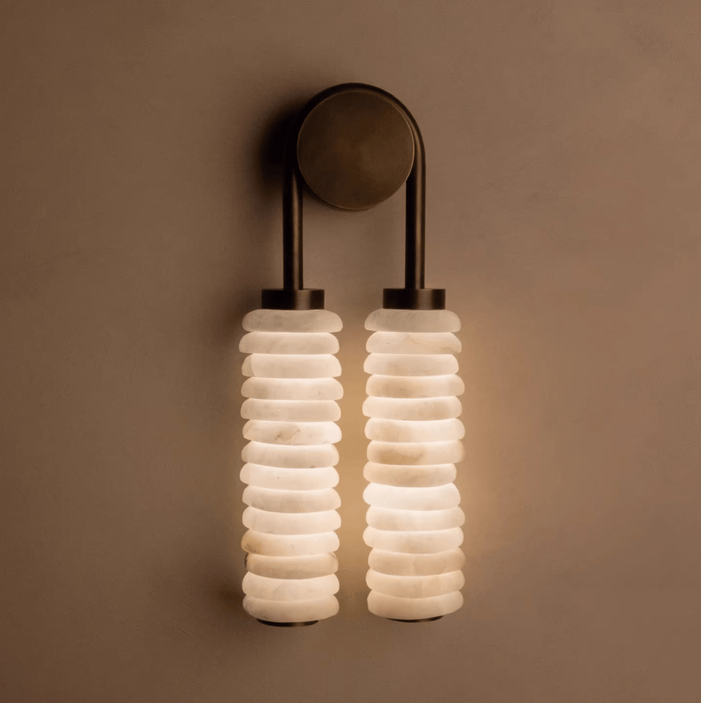 Calla Ribbed Alabaster Wall Light, Hardwired Wall Sconce, detail 21