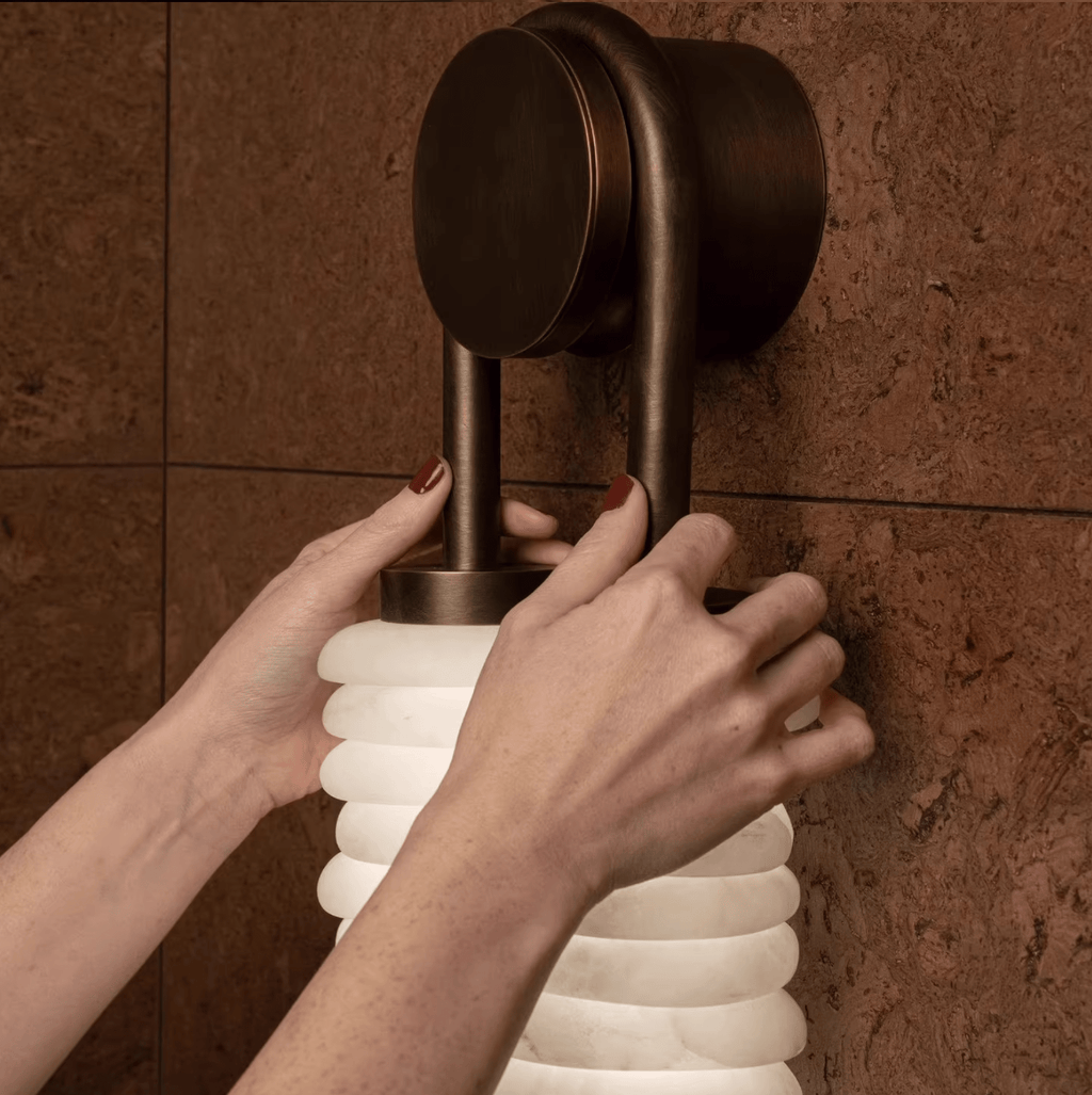 Calla Ribbed Alabaster Wall Light, Hardwired Wall Sconce, detail 22