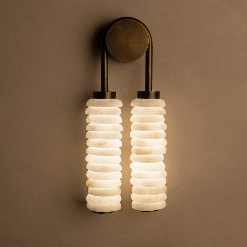 Calla Ribbed Alabaster Wall Light, Hardwired Wall Sconce, detail 23