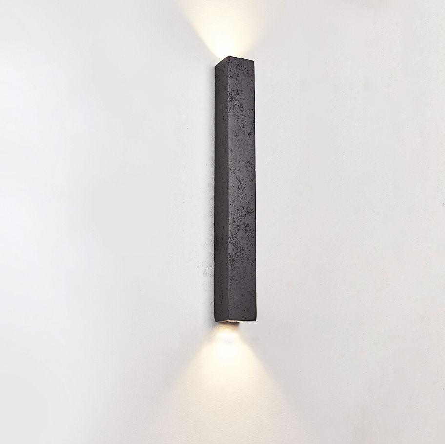 Clean-Lined Stone Finish Wall Light, Hardwired Wall Sconce, Metal, Dia 5cm x H 60cm