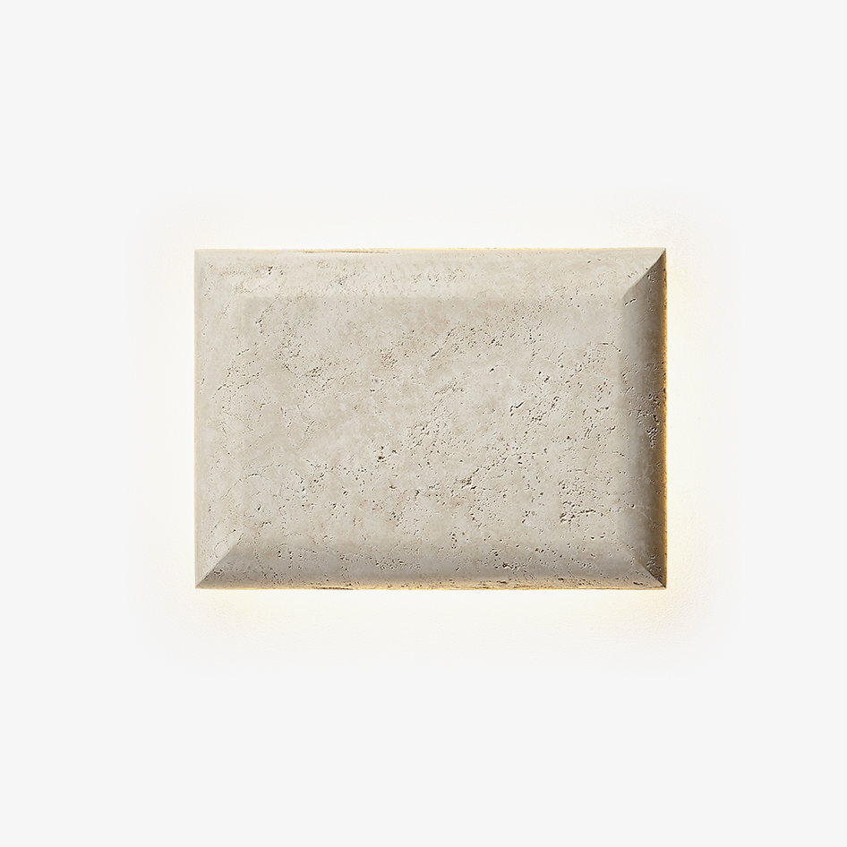 Mesa Glow Travertine Wall Light, Hardwired Wall Sconce, Metal, Dia 25cm x H 18cm