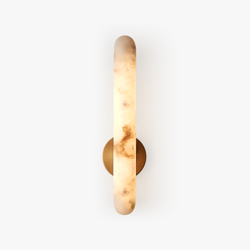Alabaster Rod Wall Light, Hardwired Wall Sconce, Brass, Dia 10cm x H 40cm