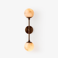 Celestial Double Alabaster Wall Light, Hardwired Wall Sconce, Brass, Dia 12cm x H 12cm