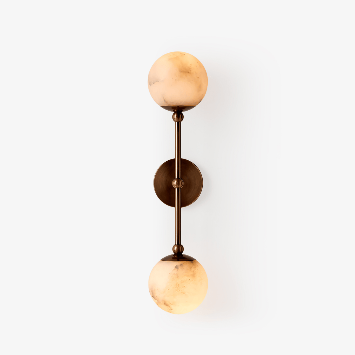 Celestial Double Alabaster Wall Light, Hardwired Wall Sconce, Brass, Dia 12cm x H 12cm