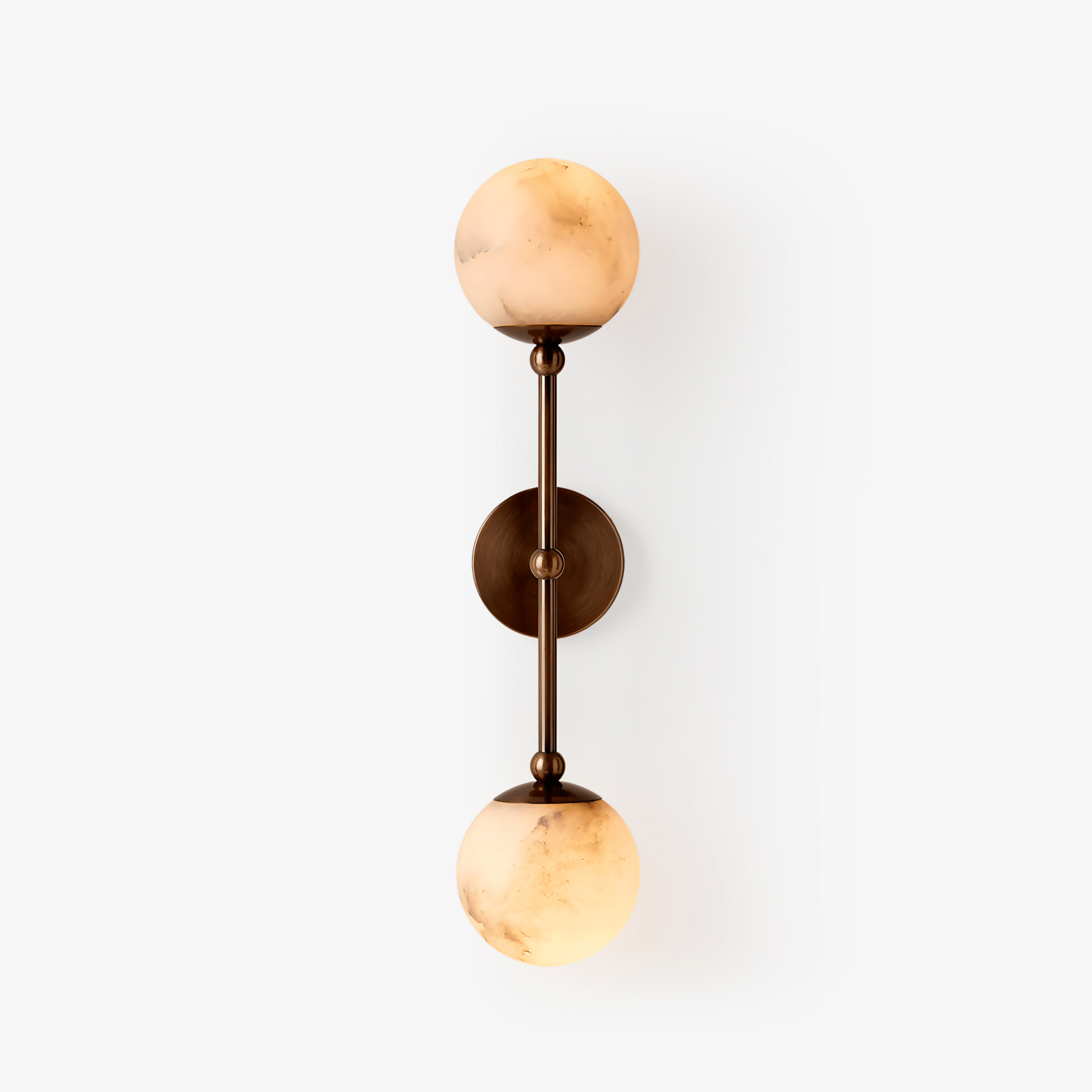 Celestial Double Alabaster Wall Light, Hardwired Wall Sconce, Brass, Dia 12cm x H 12cm