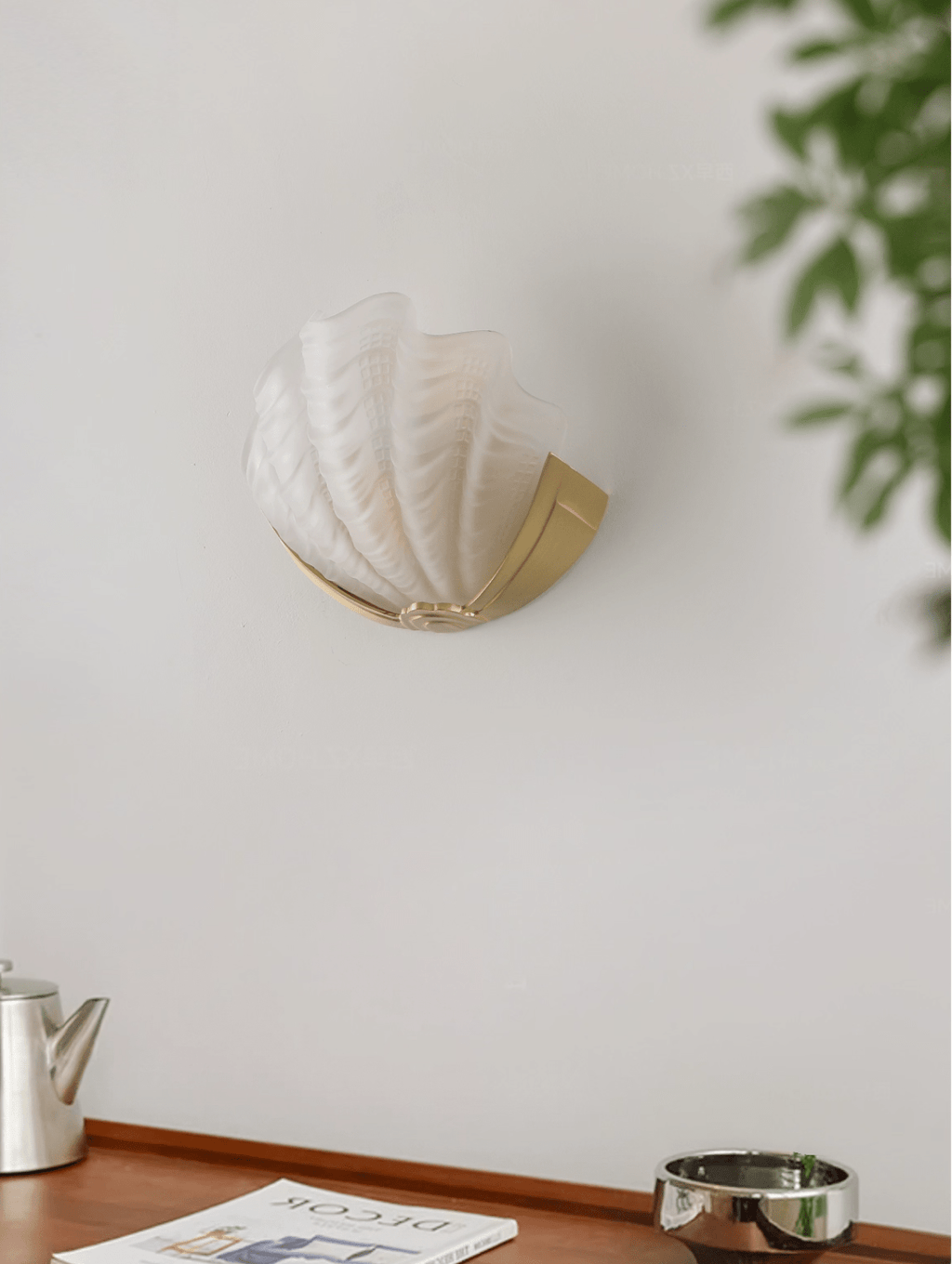 Art Deco Scallop Wall Light, Hardwired Wall Sconce, detail 12