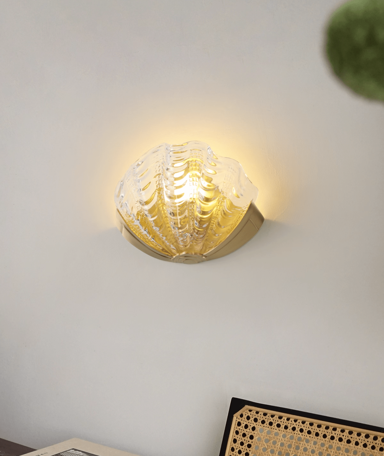 Art Deco Scallop Wall Light, Hardwired Wall Sconce, detail 4