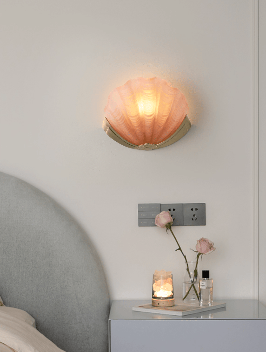 Art Deco Scallop Wall Light, Hardwired Wall Sconce, detail 13