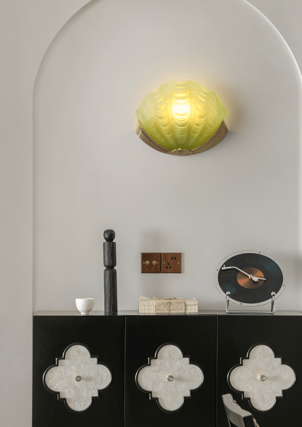 Art Deco Scallop Wall Light, Hardwired Wall Sconce, detail 3