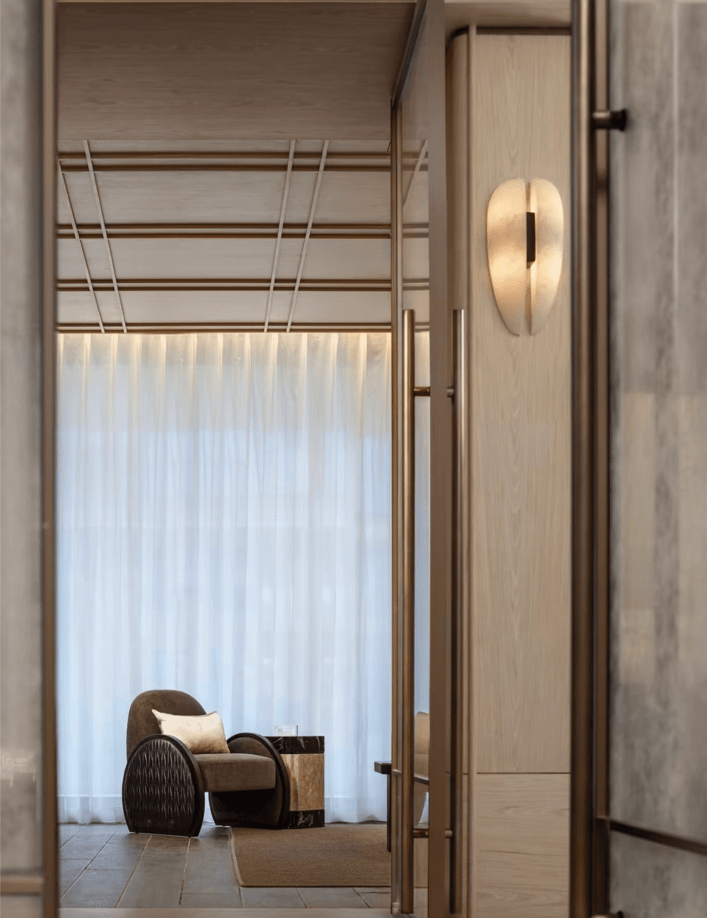 Alabaster Veil Wall Light, Hardwired Wall Sconce, detail 12