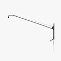 Black Long Arm Wall Light, Plug-In Wall Sconce, Metal, L 203cm x H 109cm