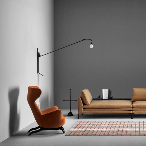 Black Long Arm Wall Light, Plug-In Wall Sconce, detail 2